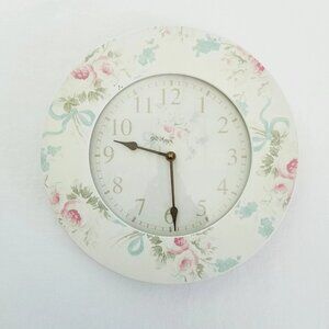 Rachel Ashwell Simply Shabby Pink Roses Round 12" Battery Operated Wall Clock
